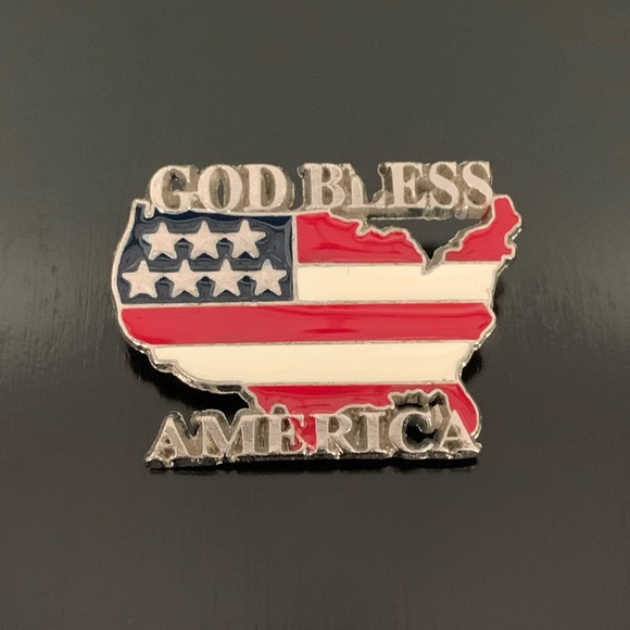 Vintage Signed Ballet Patriotic Brooch Pin God Bless America - Picture 1 of 7